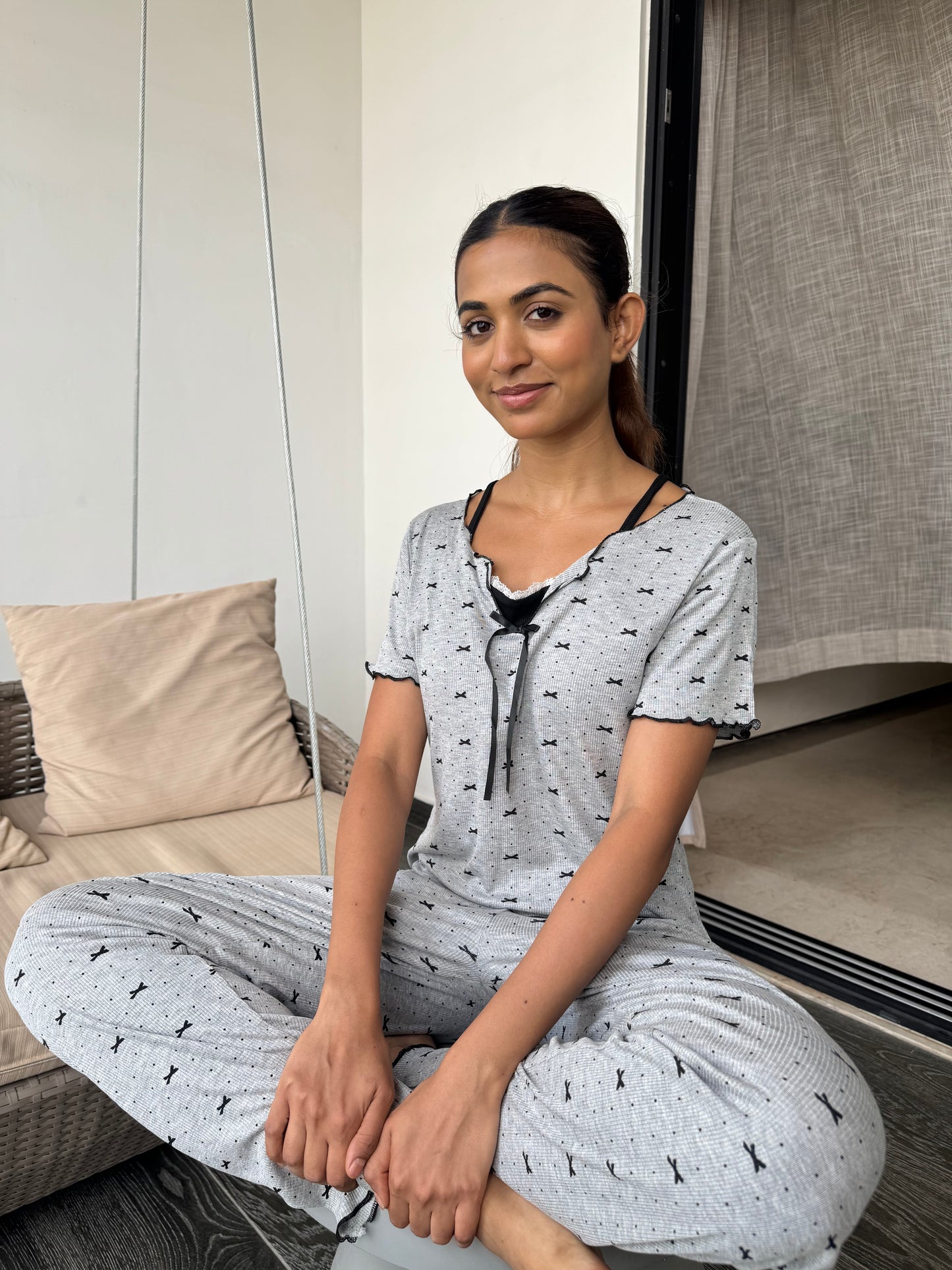 Ginny Padded 3-Piece Sleepwear (Top, Shorts & Pants)