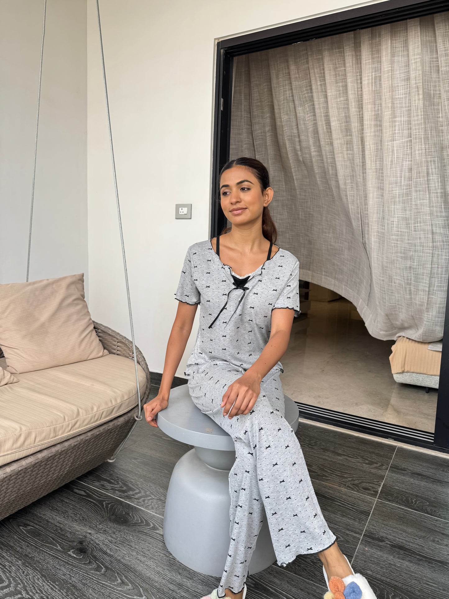 Ginny Padded 3-Piece Sleepwear (Top, Shorts & Pants)