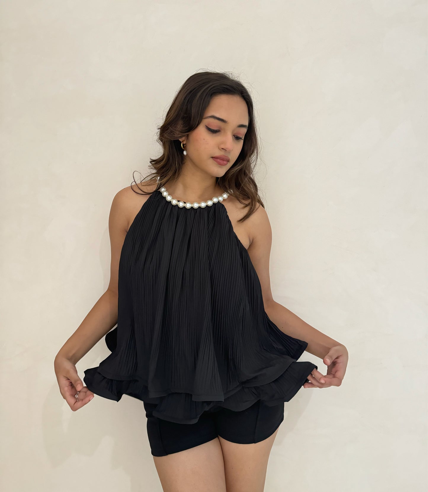 Drew Pleated Pearl Top