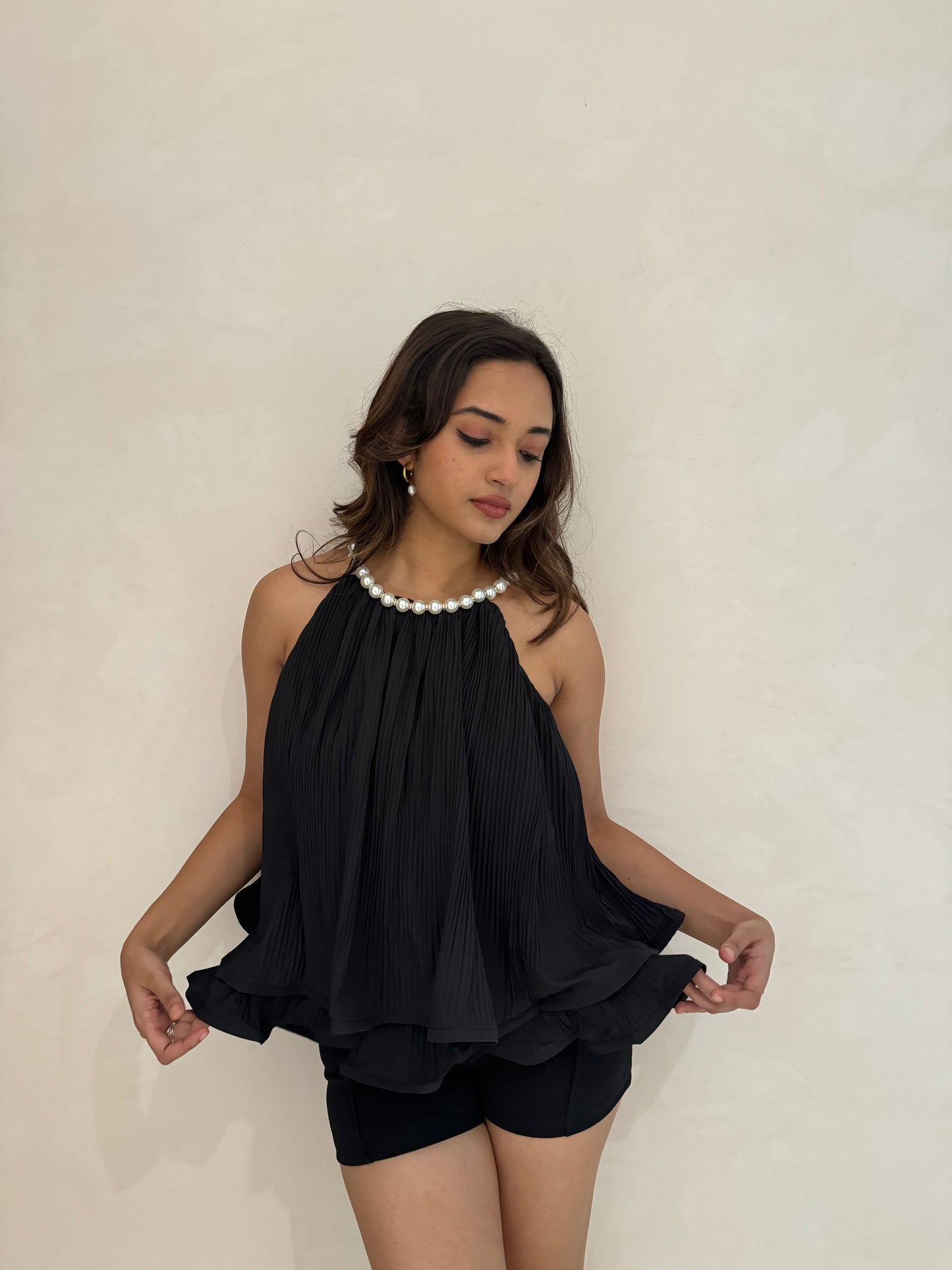 Drew Pleated Pearl Top