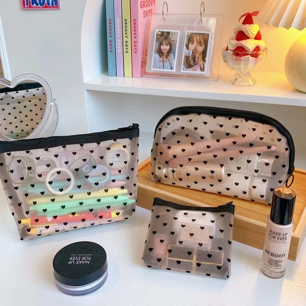 Heart Cosmetic Pouch Set